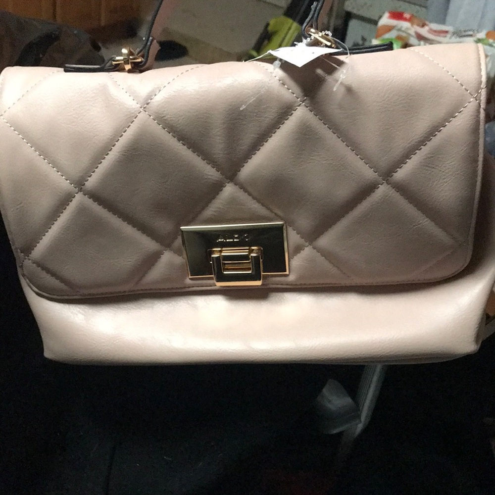 Aldo Elegant Quilted Beige Handbag